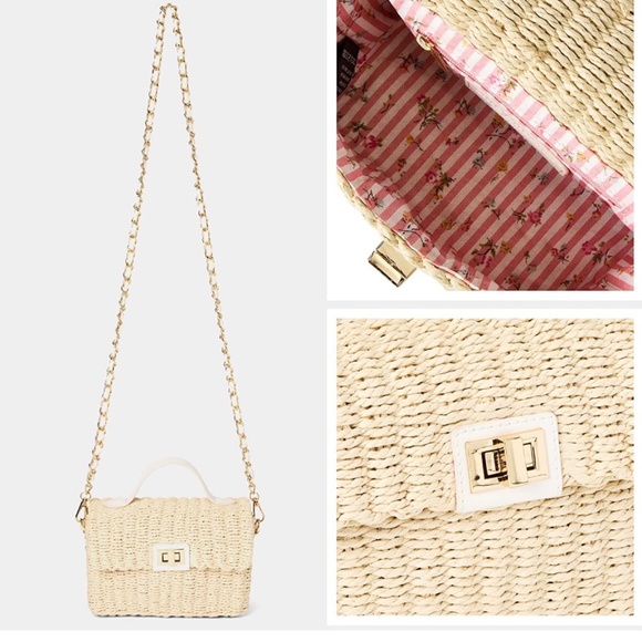 Natural/Ivory Sift Straw Purse w/Chain - Picture 11 of 16